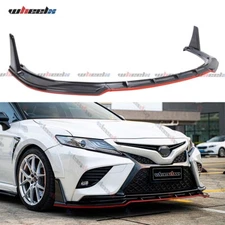 Carbon Front Bumper Lip Splitter W/Red For 18-24 Camry SE XSE Yofer V2 Winglet