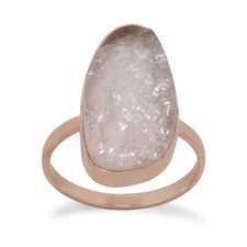 Pink-plated Sterling Silver Rose Quartz Ring