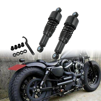 2 pièces Noir 267mm amortisseur arrière réglable ressort pour Harley Sportster - Photo 1/4