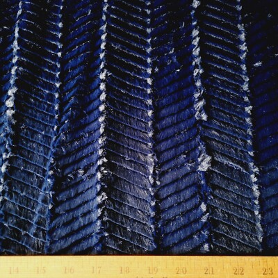 Embossed Navy Blue Herringbone on Supersoft Plush Minky Cuddle Fleece