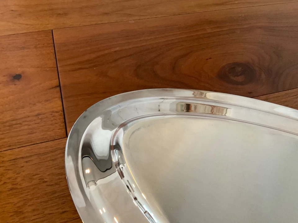 БОЛЬШОЙ ОВАЛЬНЫЙ ПОДНОС CHRISTOFLE MALMAISON XXL РЫБА ОВОЩНОЕ МЯСО ПОСЕРЕБРЕННАЯ ФРАНЦИЯ - Изображение 4 из 4