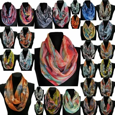 LoopSchal Seide Seidentuch Halstuch Tuch Schlauchschal Damen Farbverlauf Blumen