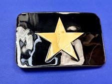 Your A Star Vintage Black Creme Colored Novelty Rectangular Belt Buckle