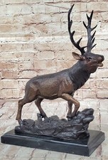 Bronze Sculpture Élan Renne Caribou Buck Cerf Lodge Statue Art Deals Figurine De