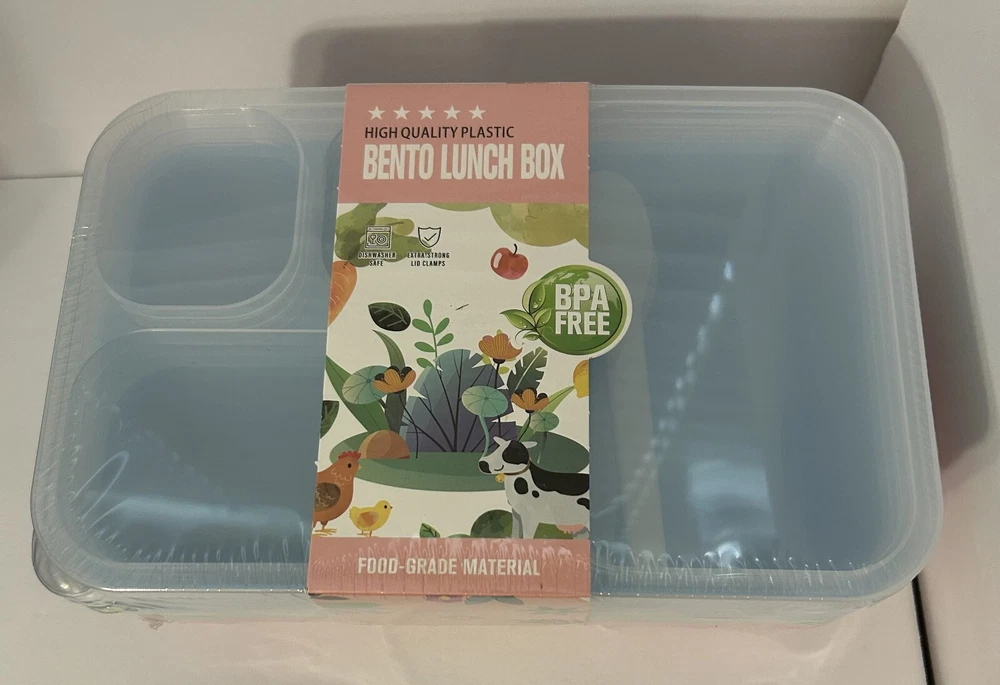 Bento Box Adult Lunch Box 4 Pack 5 Compartment Meal Prep Container Reusable