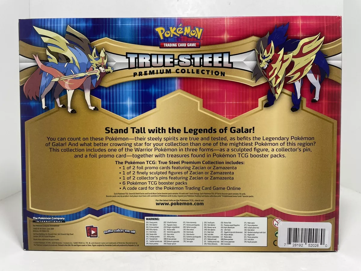 Pokémon TCG: True Steel Premium Collection- Featuring Zacian- Includes Foil  Card, Finey Sculpted Figure, Pin, and 6 Booster Packs 