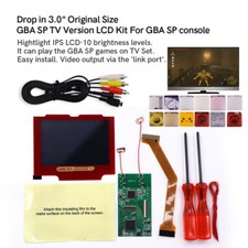 Drop in IPS LCD TV OUT Mod Full 3.0 Inch Screen Kit For Game Boy GBA SP-Red Lens