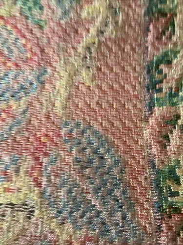 VTG Hand Woven Tapestry Pillow Cover Cherries Flowers Pinks Greens Custom Velvet - Picture 10 of 12