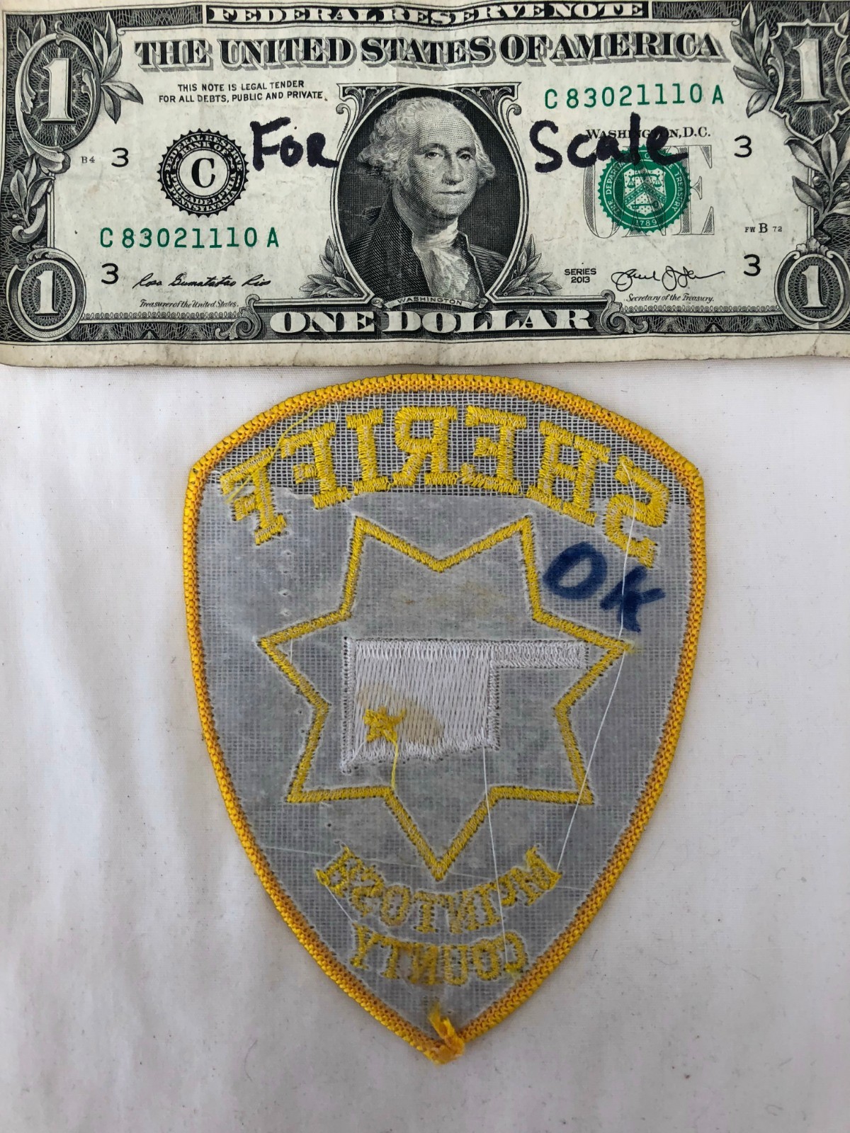 McIntosh County Oklahoma Sheriff Police Patch Unsewn Mint Oklahoma