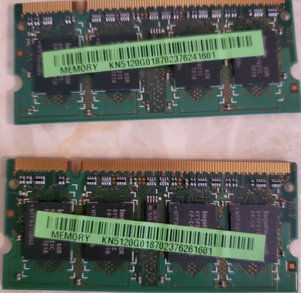 Hynix Laptop Memory (2 X 512MB) 2RX16 PC2-5300S-555-12 HYMP564S64BP6-Y5 AB 0628 - Image 2 of 2