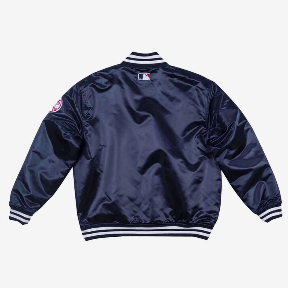 NY Yankees Vintage 90s Athletic Jacket Blue Satin Bomber Style Varsity