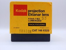 Kodak Projection EKTANAR Lens 4 inch F/3.5 Lumenized Rack Focusing In Box - Used