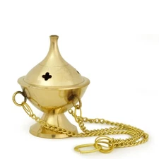 Burner - Hanging Brass Burner, Jali 2.5"Hx2"D