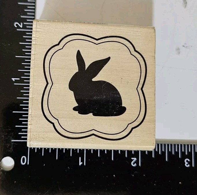 Bunny Rabbit Shadow In Frame Rubber Stamp Wood Mount Craft Smart Animal Stamp