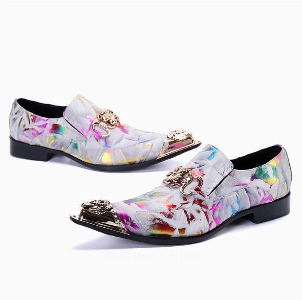 SAOLA Scarpe da sposa Oxford da uomo in metallo a punta metallo decorazione metallo slip on oversize