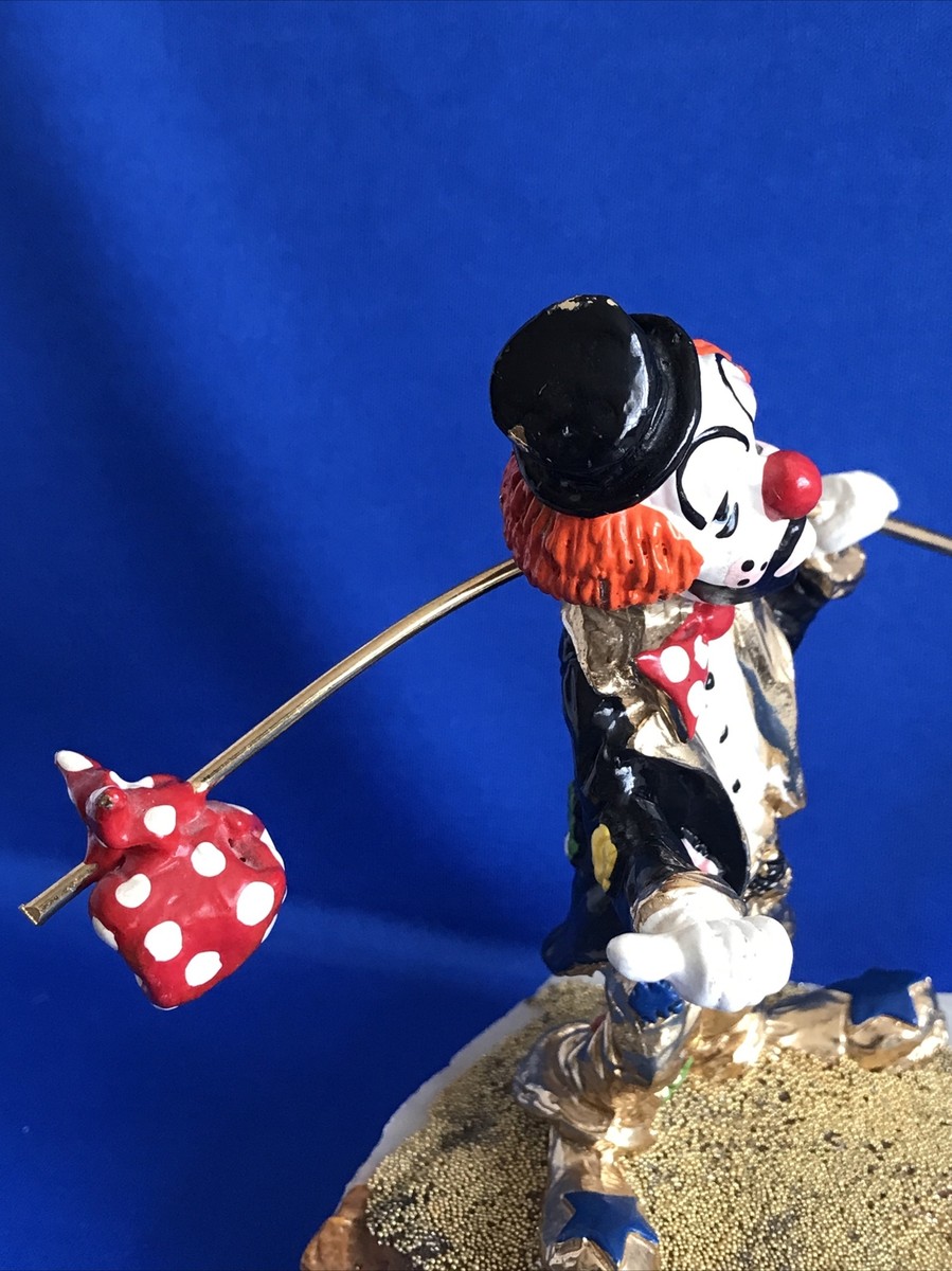 Vtg. 79 Signed Ron Lee Hitchhiking Hobo Clown Figurine Onyx Base