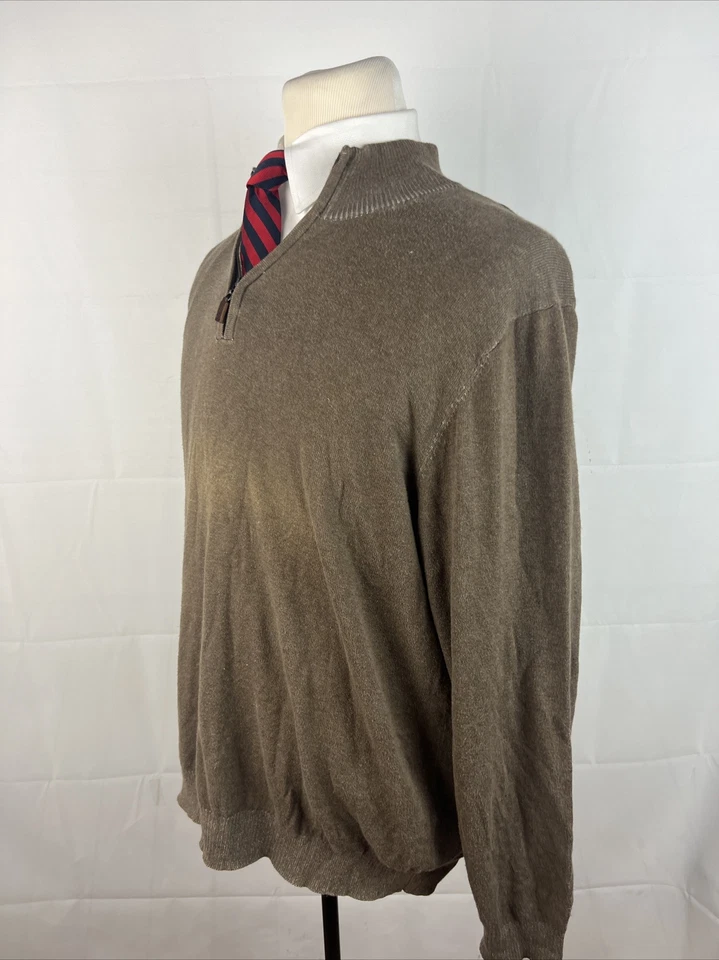 Suéter OTOÑO/INVIERNO Robert Talbott Para Hombre Marrón Mezcla de Algodón 1/4 Cremallera XL $158 Foto 3 de 4