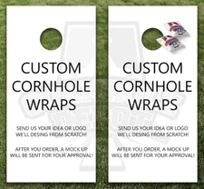 Custom Logo, Sports, Any Design Cornhole Board Vinyl Wrap Skins Laminated Decals