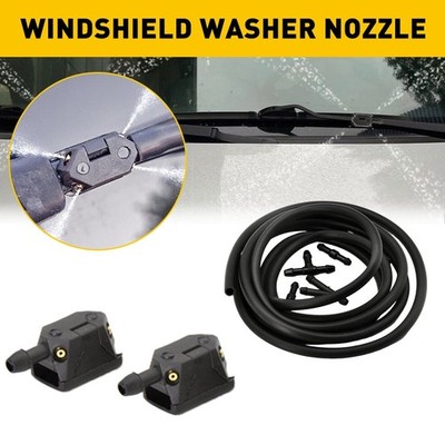 2pcs Windshield Washer Nozzles Jet With 2 M hose W/ Connector Universal Durable