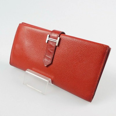Used HERMES Epsom Bearn Trifold Long Wallet H-Stamp Authentic