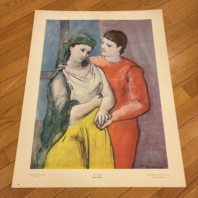 PABLO PICASSO - THE LOVERS - ART ON CANVAS -SHOREWOOD - 1960''s  Vintage Faded