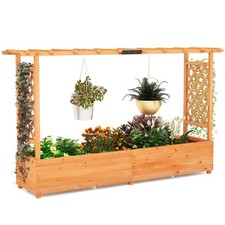 Garden Planter with Roof Trellis and Hanging System 200x44x114cm Orange
