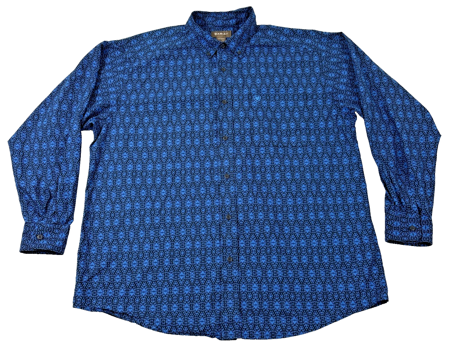 Ariat Men's XL Blue Pascual Western Aztec Rodeo Button Down Long Sleeve Shirt