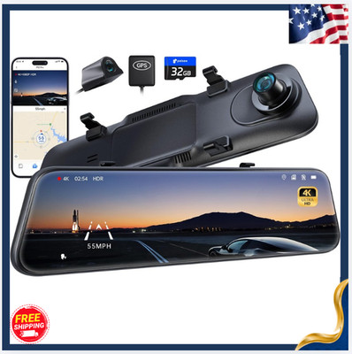 New 12  4K Mirror Dash Cam ADAS BSD Dual Camera GPS 32GB WiFi