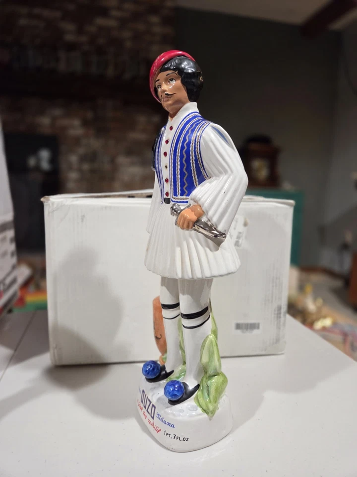 Редкая винтажная пустая бутылка ликера Metaxa Greek Soldier 19 дюймов - Изображение 3 из 4