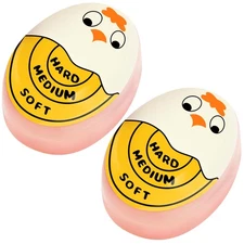 2-Pack Egg Timer, Color Changing, Hard & Soft Boiled Indicator, Yellow