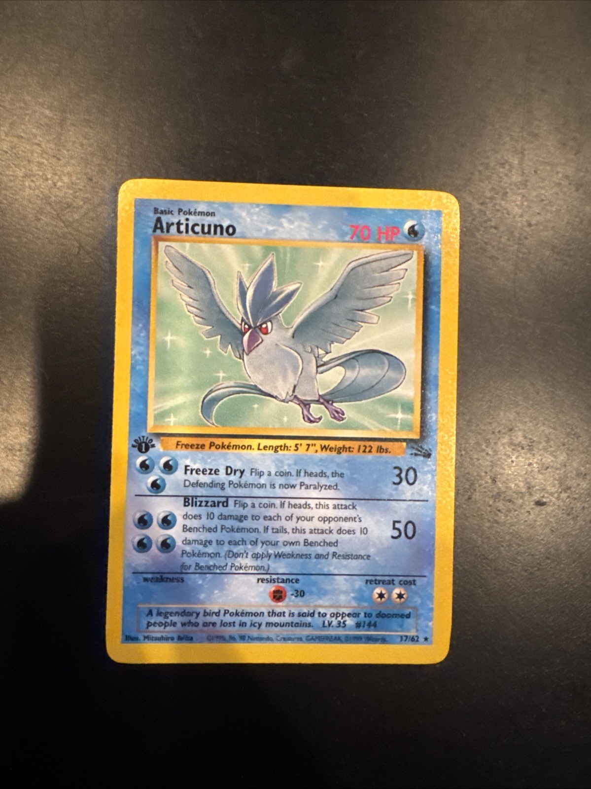 Pokémon Articuno 17/62 Fossil Rare 1st Edition Regular English 1999 NM