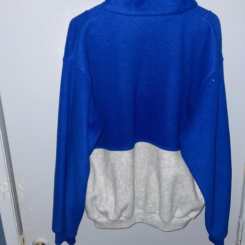 Vintage Express Pullover Mens Extra Large Blue Black Gray Fleece 90s Colorblock - Picture 8 of 10