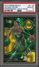 2017 PANINI SELECT PHENOMENON GOLD PRIZM #P-29 JAYSON TATUM #/10 PSA 10