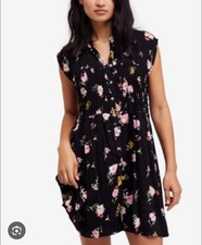 Small FREE PEOPLE Greatest Day Printed Smocked Shirtdress $98 222
