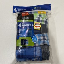 Hanes Ultimate ComfortSoft Boys' Woven Boxer Underwear, Assorted Plaid, 4-Pack L