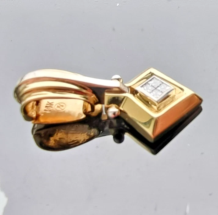 ORO AMARILLO Y BLANCO 14K 0,25ct ORO PRINCESA DIAMANTE NATURAL REALZADOR Foto 2 de 4