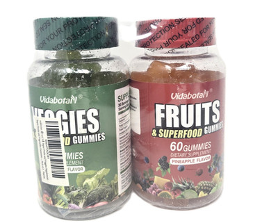 VIDABOTAN Veggies & Fruits Superfood Gummies, 60 Count (2 Pack Set)