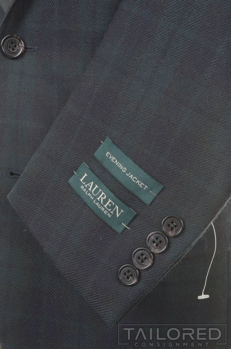 NWT - RALPH LAUREN Green Tartan Check Wool Smoking Jacket Blazer Sport Coat 38 S thumbnail 5