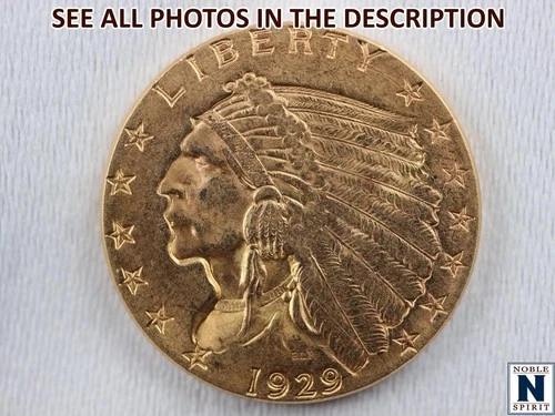 NobleSpirit SUPERB GEM BU 1929 $5 GOLD Indian Head Quarter Eagle 1/4th oz