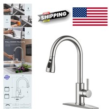 Farmhouse Kitchen Faucet Brushed Nickel Easy Installation One or Three Holes