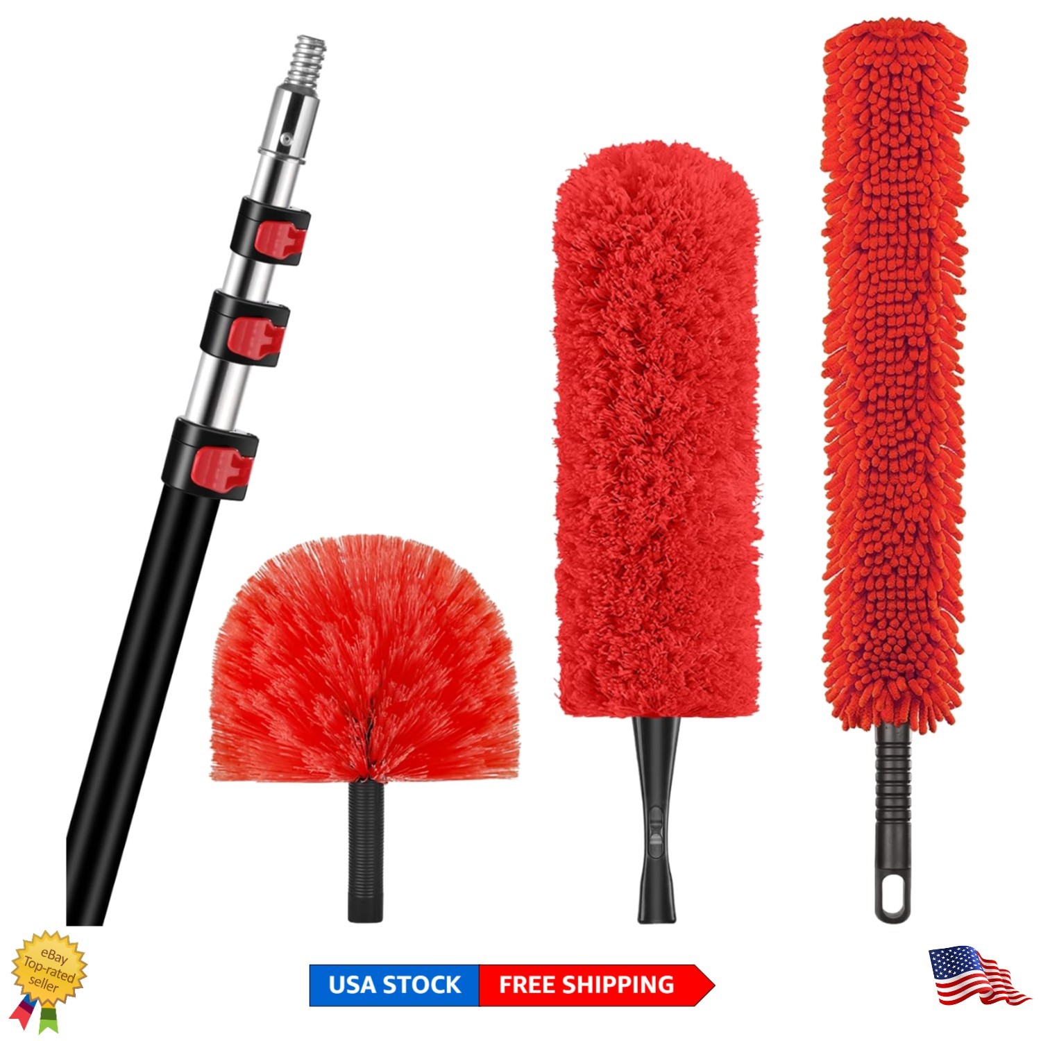 Lightweight High  Duster with 6-24 Ft Telescopic Pole & Micr