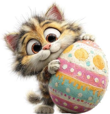 Bunte Ostern Katze Kätzchen Wandkunst Schlafzimmer Kinderzimmer Vinyl Aufkleber Abziehbild 6 Größen