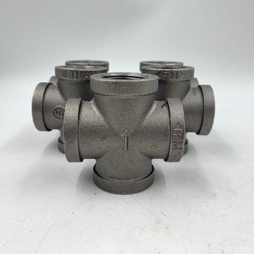 Black Iron 1" 4-Way Cross Pipe Fitting 5 Pack
