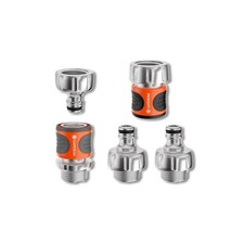 Gardena 5/8 1/2 in Metal Threaded Male/Female Quick Connector Hose Set 39042-BK