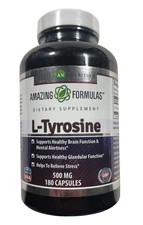 Amazing Formulas L-Tyrosine -Brain Function & Focus -500 mg - 180 caps -Ex 11/27