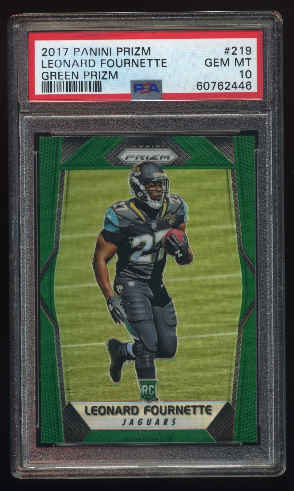 2017 Panini Prizm RC # 219 Leonard Fournette Green Prizm Rookie PSA 10 Jaguars