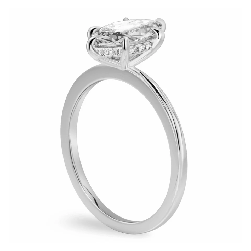 White Gold Diamond Ring 18k Lab Grown Marquise 1.1 Carat IGI Certified Size 5 6 - Image 3 of 4