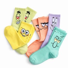 SpongeBob Square Pants Socks 5 Pairs Set Nickelodeon Cartoon