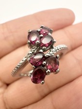 925 Sterling Silver Natural Garnet Ring Size Size 8