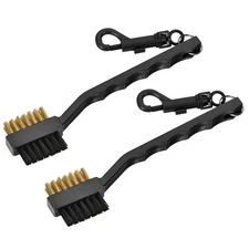 2pcs Golf Club Brush Double Sided Dust Cleaning Groove Cleaner with Clip Black